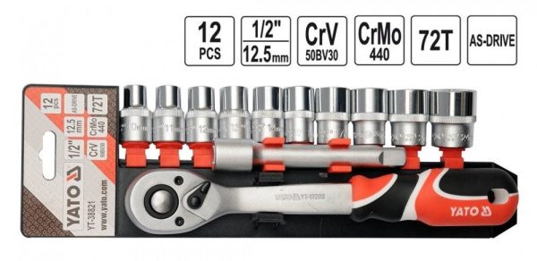 JUEGO DE DADOS 1/2 CON CHICHARRA 12 PCS YT-38821 - YATO