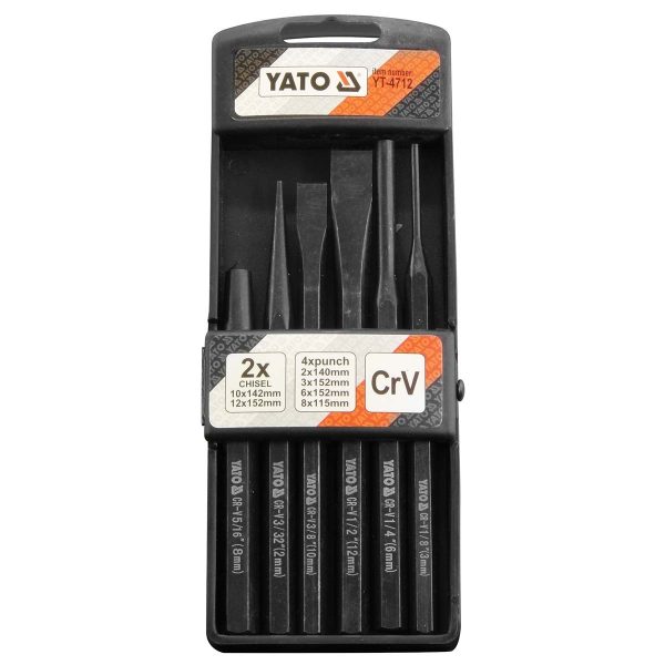SET DE CINCEL Y BOTADORES 6 PIEZAS YT-4712 - YATO