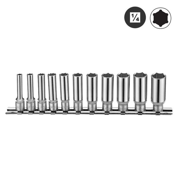JGO. DADOS 1/4  4-14 MM. LARGOS HEX. (21115) - FORCE