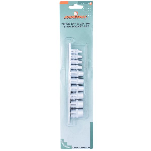 JUEGO DE DADO TORX HEMBRA DE 3/8 10 PIEZAS S06H310S -  JONNESWAY