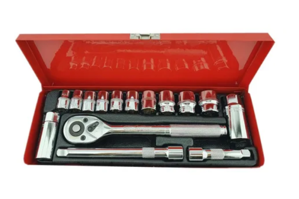 JUEGO DADO 3/8 15 PIEZAS MALETA ROJA JD1538 - GS TLB TOOLS