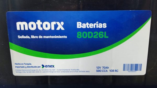 BATERIA 12V  70AH  590 CCA 108RC + DERECHO - MOTORX