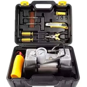 MINI COMPRESOR AIRE  DOBLE CILINDRO 12V 150PSI  C/MALETA + ACCESORIOS - GENERICO