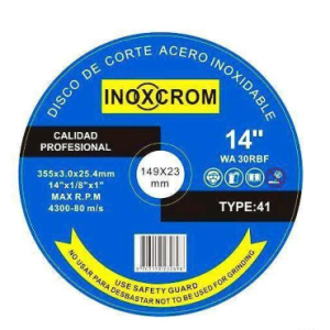 DISCO DE CORTE ACERO INOXIDABLE 14 PULG - INOXCROM