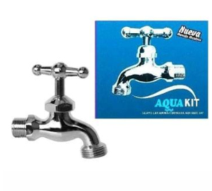 LLAVE LAVADORA CROMADA 3/4 CAJA AZUL - AQUAKIT