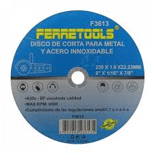 DISCO DE CORTE 9 PULG. METAL 230X1.6X22.23MM - FERRETOOLS
