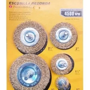 JUEGO DE ESCOBILLAS REDONDAS PARA TALADRO 5 PCS EBR501   - UYUSTOOLS
