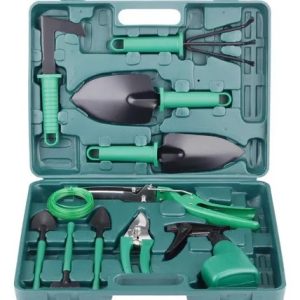 KIT HERRAMIENTAS JARDINERIA ACERO RASTRILLO TIJERA PODAR - GENERICO