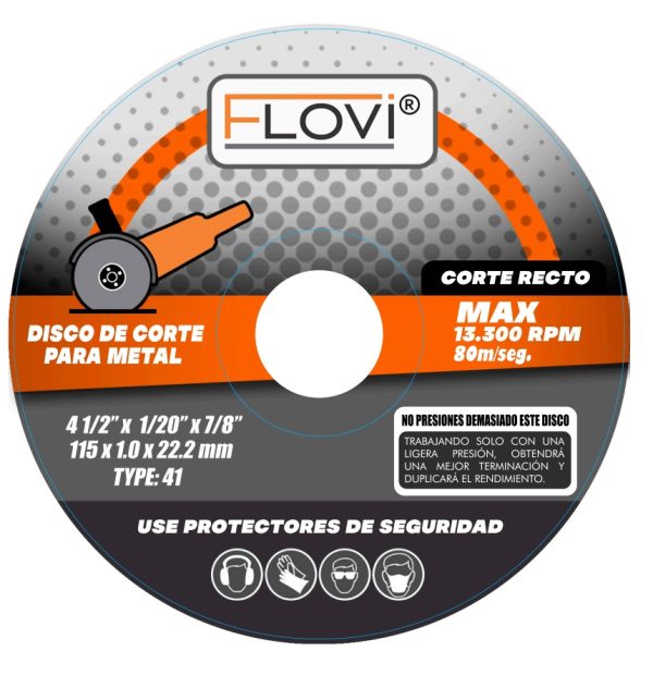 DISCO DE CORTE  METAL 1.0 4,5 PULG. - FLOVI