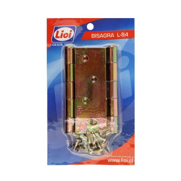 BISAGRA L38 1 1/2 P A. ZINCADO C/TORNILLOS DISPLAY 2 U - LIOI